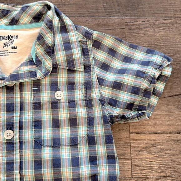 Carter’s/Osh Kosh B’gosh 18 Month BUNDLE (2) Plaid Button Down Shirts - Picture 9 of 12